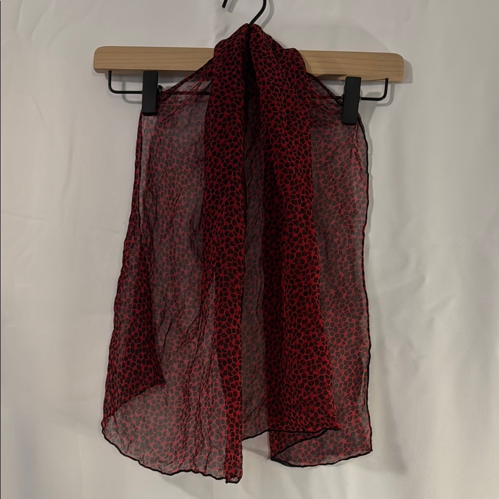 Elegant Red and Black Patterned Scarf